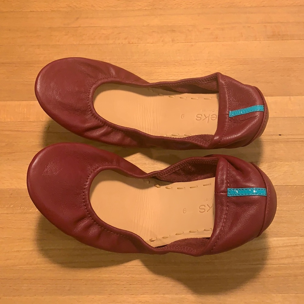 Burgundy Tieks, size 9. Brand new, never worn.